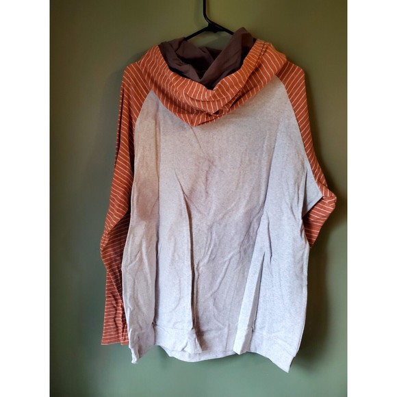 NWT Ampersand Avenue Light Gray Coral Stripe Double Hood L/S Hoodie Size XXXL - Picture 4 of 4